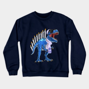 Menorasaurus Rex T Rex Dinosaur Hanukkah Gift for Boys Crewneck Sweatshirt